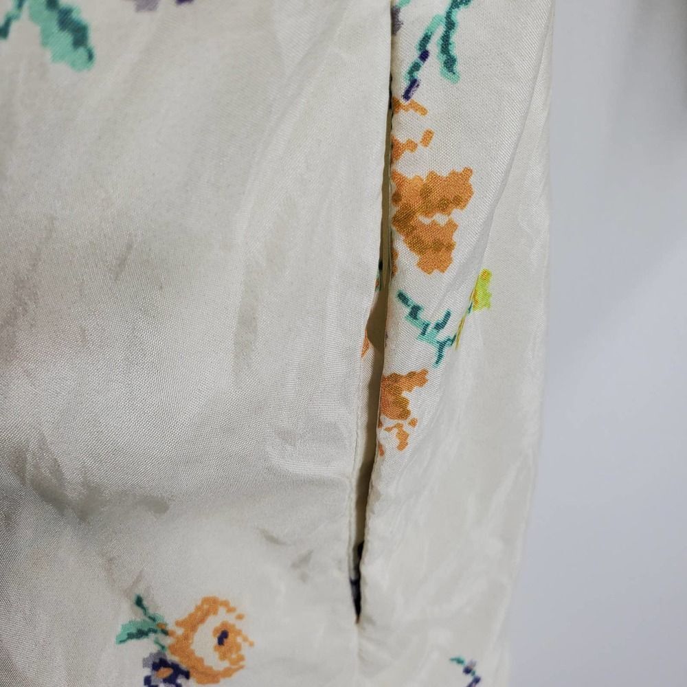 BAND OF OUTSIDERS womens 1/S/4 Girl ivory floral pleated skirt silk dress - Picture 4 of 9